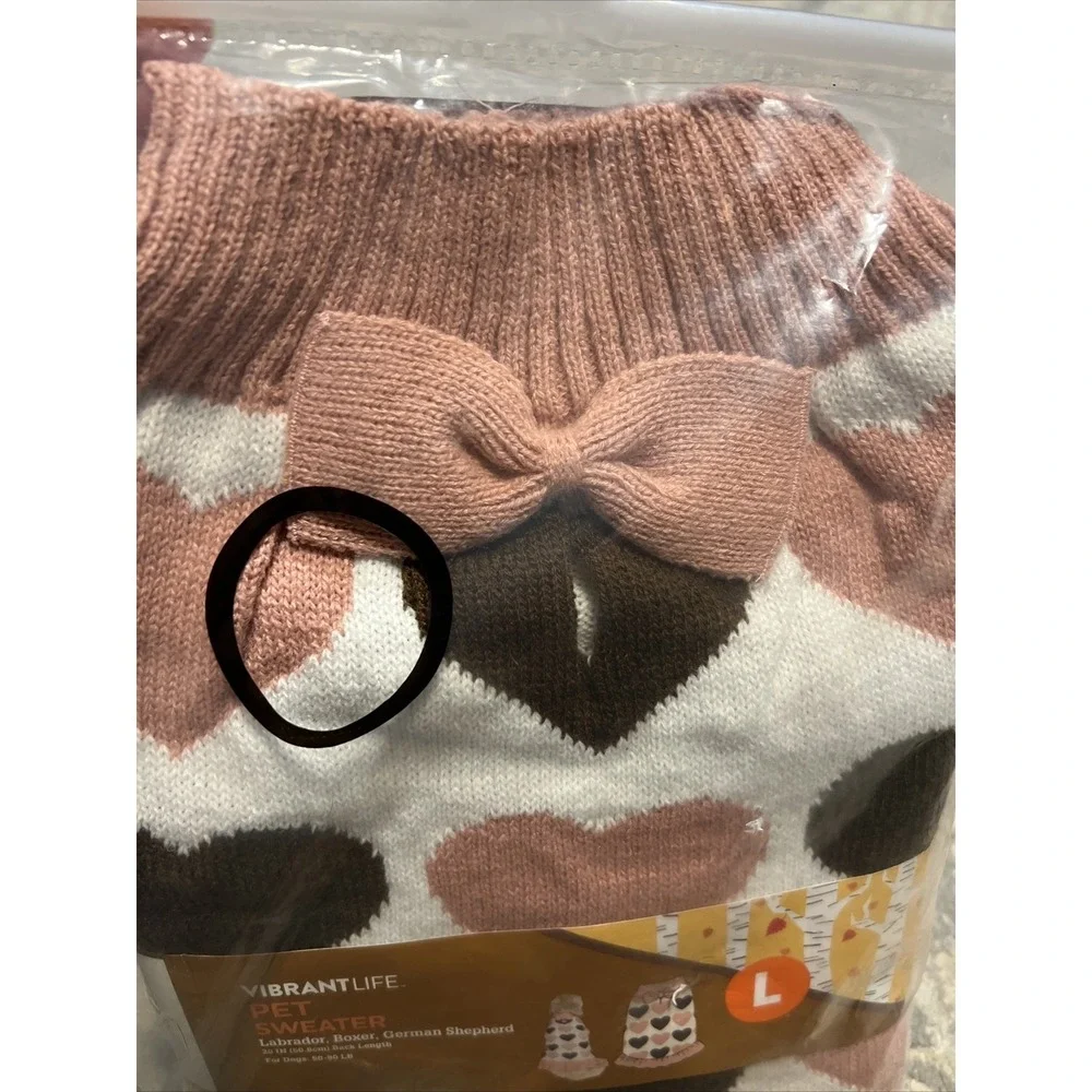 Pet pink multi Dog SZ large Sweater Clothes Winter lab boxer shepard New‎